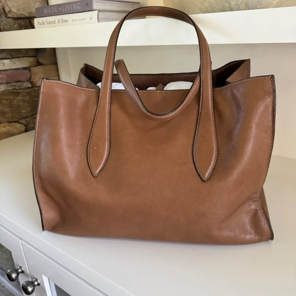 Massimo Dutti Nappa Leather Maxi Tote Bag - Beige - Picture 4 of 12